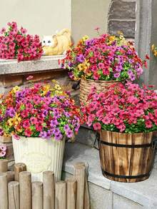 4/8 قطعة من الزهور الحريرية الاصطناعية الملونة، الأقحوان، الكينا، زهرة الصباح، مقاومة للأشعة فوق البنفسجية، مناسبة للديكور الخارجي، الحديقة، الشرفة، الممر، الشرفة، الزفاف، الباقات، الصيف، ديكور المنزل، غرفة المعيشة، غرفة النوم، طاولة، الحائط، حشو الفازات، هدايا عيد الميلاد والتخرج - متعدد الألوان - مشاهدة 2