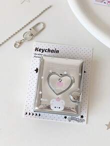 1本闪亮2英寸银色心形镂空相册，卡通星星贴纸收纳册，签名/身份证卡夹 - 彩色 - 查看 16