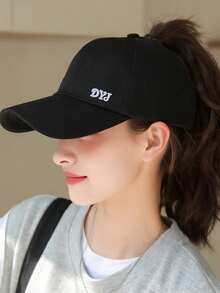 1pc Plain Solid Color Ponytail Baseball Cap For Women, Fashion Sports Visor Hat For Outdoor Sun Protection - Ponytail Baseball Cap - View 4
