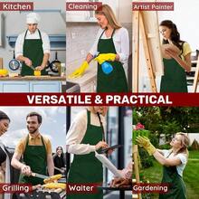 2 Pcs Plus Size Chef Apron, Unisex Professional Apron With 2 Pockets For CooFKing, Work, BaFKing (Larger Size) - Green - 查看 8