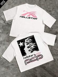 1pcs Retro Flame Star Graphic Men's Vintage 220g T Shirt Streetwear 100% Cotton Y2K Swag Double Sided Graphic Men Clothes  Digital Printed T Shirt They Are Excellent Gifts For Friends And Family - White - View 1