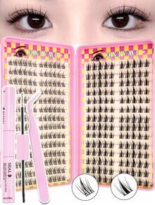 32OPCS/C Curl Cluster Lashes ,Manga Wimper Clusters,Individual Natural Long Synthetic Faux Mink Volume Wispy Short Long Reusable,False Eyelash Clusters Individual Lashes Lash Extensions Lash Clusters,For Home Party, Halloween,Valentine's Day, Traveling, Photoshoot, Festivals Makeup,Christma - 粉色 - 查看 2