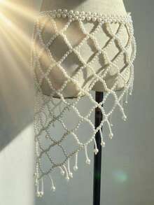 优雅手工串珠流苏披肩，可作连衣裙链，瞬间成为约会或婚礼的焦点，节日礼物之选。 - 黑色 - 查看 8