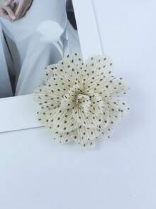 1pc Fashionable & Delicate Black & White Polka Dot Chiffon Fabric Rose Brooch/Corsage, Suitable For Women's Daily Work Outfit Matching - Roses - View 7