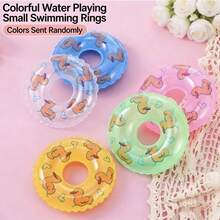 Mini Swimming Ring, Rubber Duck Bath Toy Accessories, Boba Tea Shop Donut Decor - Multicolor - View 5