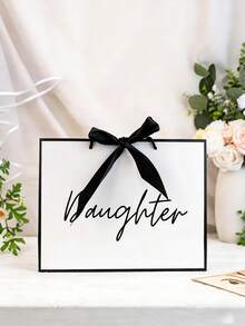 1pc Elegant Foldable Paper Gift Bag With Handle And Ribbon, Lightweight Gift Bag Suitable For Daughter's Birthday, Christmas, Thanksgiving And Other Special Occasions - Multicolor - View 2
