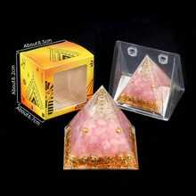 1pc Natural Crystal Ball Pyramid Ornament, Resin Wrapped Crystal Chips Home Decoration, Boxed Lucky Fengshui Desktop Small Ornament - Multicolor - View 39