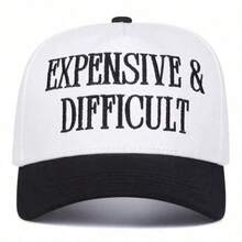 1pc Women's "Expensive & Difficult" Embroidered Letter Trucker Hat, Casual Baseball Cap, Suitable For Spring, Autumn, Street, Travel, Beach Vacation - Black - View 6