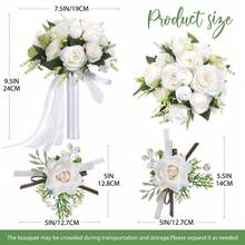 Elegant Bridal And Maid Of Honor Bouquets, Reusable Silk Flower Arrangements, Exquisite Wedding Aesthetics - Multicolor - View 3