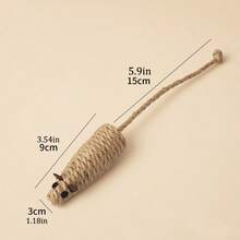 Sisal Mouse Cat Teaser Wand - Scratching & Chew-Resistant Sisal Rodent Toy With Sand Grain, Interactive Cat Toy For Kittens & Adult Cats