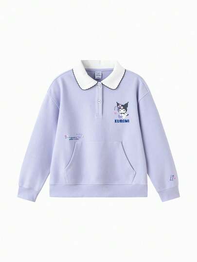 Balabala 三丽鸥女童半拉链连帽衫，Hello Kitty 和朋友们印花，易穿设计，轻盈舒适，春季校园风