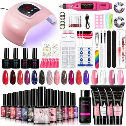LIMEGIRL UV Gel Nail Polish Set, Includes UV Light And Nail Drill, UV LED Nail Dryer Lamp, Gel Nail Polish Set, Versatile Gel Nail Polish Set, Base Coat, Top Coat, Professional Gel Manicure Set, Home DIY Nail Care Set, Gift For Women