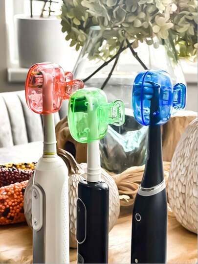 5pcs Fashion Mini Cartoon Portable Travel Toothbrush Head Protection Box, Toothbrush Head Storage Box, Keep Toothbrush Clean During Travel, Dustproof Toothbrush Head Protection Box, Suitable For Most Manual And Electric Toothbrushes, Suitable For Bathroom, Gym, Travel, Vacation, Yacht, Beach, Outdoor Camping, Dormitory And Other Places.