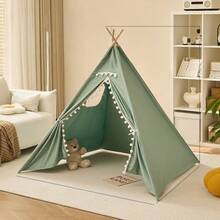 1pc Portable Children's Teepee Tent, Kids Play House, Baby Room Decor, Children's Canvas Teepee Tent, Cone Tent, Kids Mini Beach Tent - Multicolor - View 27