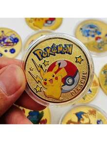 pokemon Monedas de metal de Pokémon, monedas de metal de Pikachu, Charizard, Mewtwo, Pikachu, tarjetas de colección de juego redondas, juguetes de anime - Multicolor - Ver 29