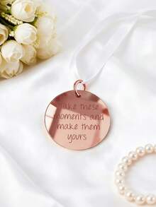 1pc Customizable Handwritten Wedding Bouquet Pendant, Personalized Text, Bride's Commemorative Gift, Customized Handwritten Circular Planner Pendant, Signature Pendant Gift - Multicolor - View 2