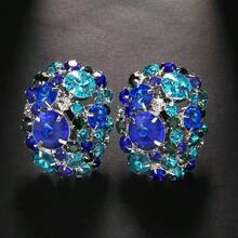 1 Pair Elegant Rhinestone Clip-On Earrings, Suitable For Daily Wear And Gift - Multicolor - View 4