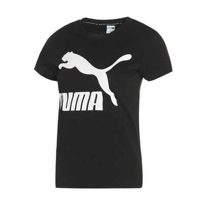 Puma Classic Big Logo Short Sleeve T-Shirt For Women, Commuting, Minimalist, Sports, Casual, Crew Neck Knit T-Shirt 53228101
