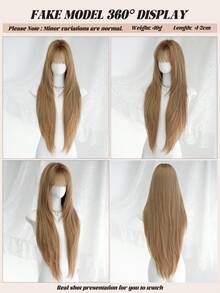 NAMM Inch Long Straight Sun-Kissed Wig With Bangs - Super Long Natural Layered Wigs With Dark Roots,High Quality Soft Synthetic Fiber Straight Costume Hair Wig For Women Daily Wear, Cosplay Festival Ready Party Use, - Sakura Celebrations Glam & Party Streetwear Photography - Girls Gift Wig Accessories - Beginners Glueless Wig Accessories - Gold - View 6