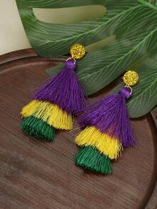 1 Pair Of Layered Tassel Earrings For Halloween, Thanksgiving, Bohemian Layered Tassel Earrings, Gifts For Friends, Girlfriends, And Best Friends(Without Card)