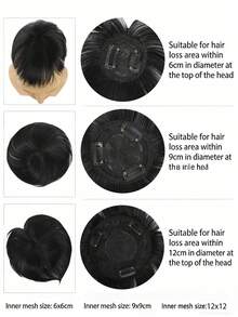 Men's Short Top Hair Wig, Used To Cover Gray Hair And Hair Loss Conceals Gray Hair And Bald Spots, Breathable Hairpiece - Black - View 8