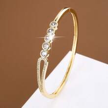 1pc Fashionable Geometric Dotted Rope Circle Design Artificial Zirconia Inlaid Women's Bracelet - Multicolor - View 1