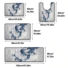 2/3/4PCS Thickened Flannel Printed Rugs Bathroom Set, Watercolor Sky -Style Home Deccor Bath Mat, Is Soft And Comfortable, Easy To Clean, And Suitable For Bathroom Deccor, Bathroom Accesssories, Living Room, Bedroom, Laundry Room And Kitchen Decoration - 彩色 - 查看 9