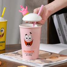 海绵宝宝大容量卡通吸管杯，情侣吸管水杯，陶瓷马克杯，家居礼品 - 彩色 - 查看 6