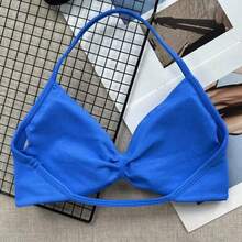 Popular Camisole Bra, Women's Backless Spaghetti Strap Sports Bra, Light Support, Cropped Workout Top, Seamless Pleated Yoga Bra Pad - 皇家藍 - 查看 10