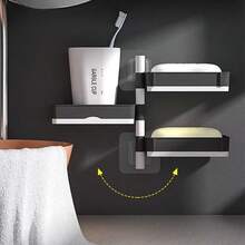 180° Rotating Wall-Mounted Soap Dish - Suction Cup Adhesive, No Drilling Required, Convenient Soap Holder For Bathroom Vanity, Restroom, Rental Shower - Multicolor - View 4