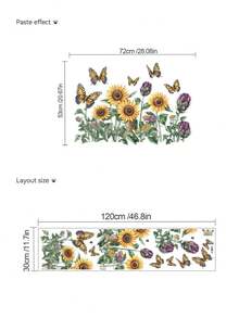 1张/2张壁纸 - [花蝶翅膀] 男孩儿童房装饰 家居自粘婴儿房装饰 女孩房装饰壁纸 可移除墙贴 个性化礼物 客厅墙面装饰、女孩卧室、窗贴 - 可爱创意墙面装饰 儿童房装饰 卧室装饰