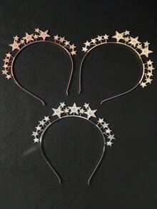 10/5/1 pieza Diadema de metal 3D en forma de estrella, minimalista y práctica, multifuncional. Adecuada para que las mujeres la usen en festivales, bodas y fiestas. - Plateado - Ver 9
