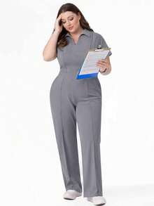 cimmuovere 2pcs Solid Color Pocket Top And Pants Pajama Set