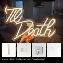 1pc "Till Death Do Us Part" Neon Light, USB Neon Light For Wedding, Customized Neon Light, Home Neon Light, Bedroom Decor Lighting, Valentine's Day Gift