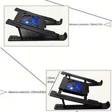 可调节高度笔记本电脑/平板电脑支架，带炫彩蓝色LED灯，符合人体工学的颈部友好设计，便携式设计，适用于流媒体播放、学习和办公，采用优质材料制成，通用设备支架