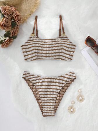 Cute Striped Sexy Bikini Swimwear, Necessary For Summer Beach Vacation