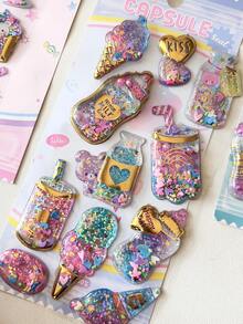 Pegatinas 3D estilo japonés con relieve - Chica dulce, decoración de pegatinas hechas a mano para estuche de teléfono, computadora - Multicolor - Ver 16