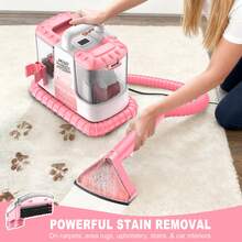 13 Kpa Strong Suction Portable Carpe  With Cleaning Fluid And Extra-Long Hose, Dual Water Tank Design Deep Cleaning For Rugs, Couch, Curtain, Car Interiors Stains, Pet & Family Friendly - US A Type Plug(110-127V) - View 2