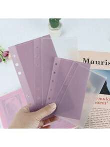 5pcs A6 Loose Leaf Binder Divider Pockets, Left Open Index Pages, Can Store Receipts/Cash/Bills, Waterproof PP Material Organizer Bags, Back To School Essential - Multicolor - View 9