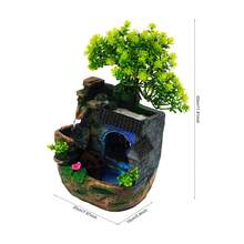 CNCEST Tabletop Waterfall Fountain, 11.81 Inch Rockery Ornament With Color-Changing LED Light, Water Fountain Humidifier Ornament For Living Rooms, Offices, Study Rooms Decoration - 美規A型插(110-127V) - 查看 6