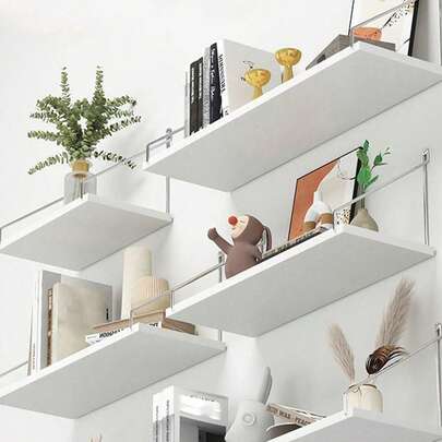 1pc Wall-Mounted Storage Rack, Wooden Divider Shelf With No Drilling Required, Living Room Wall Hanging Display Shelf, Dormitory Kitchen Organizing Wooden Board