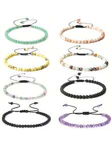 4mm Beaded Adjustable Bracelet, Natural Stone Yoga Handmade Bracelet For Women, Jewelry - Bracelet - View 1