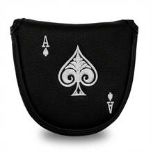 Spade Ace Golf Club Head Cover, Embroidered Ace Design, Golf Accessories - Black - View 9