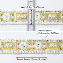 1/5 Yard Lace, 3.5cm Wide, Golden Thread Embroidered Trim, Ideal For DIY Home Decor, Clothing, Bags, Skirt Hem Decoration, Handcraft And Sewing, Also Suitable For Embroidery Bag Decoration, Beginner Friendly For Making Handbag Straps, DIY Clothing And Festival Decorations - Multicolor - View 8