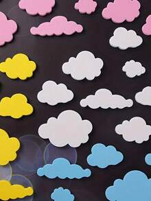 8 piezas Decoraciones de pastel en forma de nube blanca, Decoraciones 3D de espuma para pasteles adecuadas para fiestas de cumpleaños, celebraciones de inauguración, días festivos, Día del Padre, Navidad - Multicolor - Ver 8