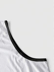 EVRINFINITE Retro American World Cup Theme Sports Tank Top For Men, Letter Print Mesh Basketball Jersey, Fitness Workout Shirt - White - View 8