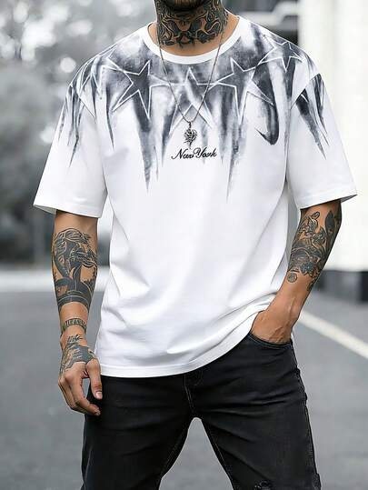 Summer New Men Short Sleeve T-Shirt, Handsome Versatile Half Sleeve, Youth Round Neck Casual Loose Fit Daily Sports Tops