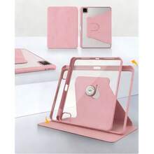 TenYide 黑色360°旋转亚克力三折支架，带笔槽，平板电脑保护套，兼容iPad Mini 6/Mini 7/9.7/10.2/10.5/Air 4/5/10.9/Pro 11/10th/Air 11(M2) 2024/Air 13(M2) 2024/PRO 11(M4) 2025、MatePad、Galaxy Tab、Honor Pad、Pad、Tab系列等，防震、防摔、防尘，带旋转支架 - 淺粉色 - 查看 1