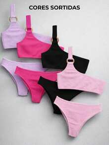 Set Of 2 Women's Bikinis, Different Styles, Assorted Colors, Elegant, Premium, Luxurious, Comfortable Top With Support, Modern Design, Fashion, International Beachwear, Summer - 彩色 - 查看 2