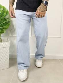 Men's Oversized Wide Leg Balloon Jeans Without Elastane - Very Clear - View 1